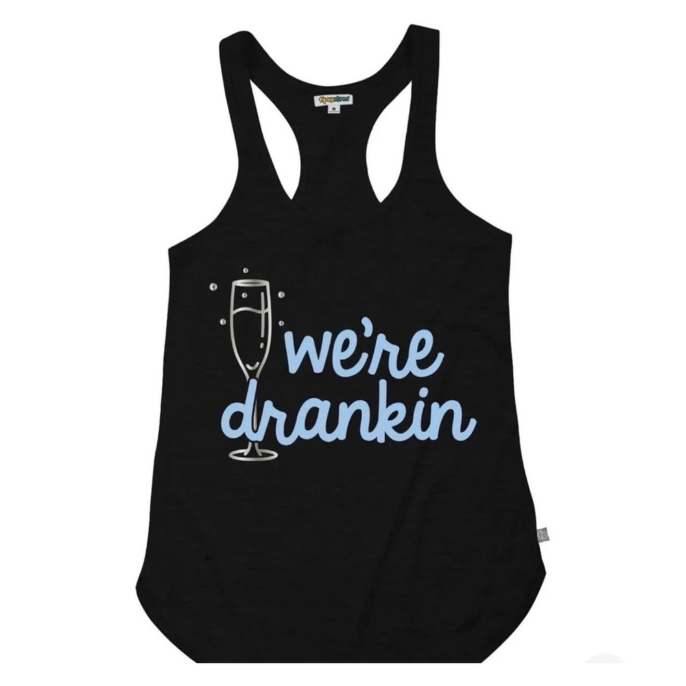1X - Tipsy Elves Were Drankin Racerback‎ Tank Top Black Plus Size 1X Graphic Tee - Picture 3 of 4